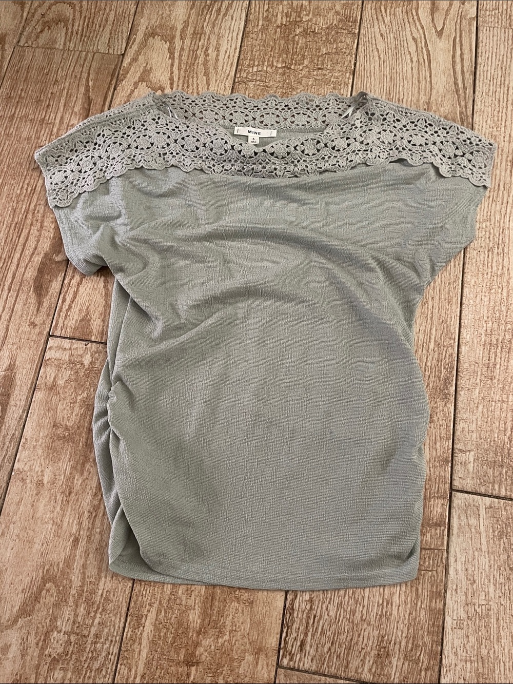 mine Light Sage Crochet-Yoke Women's Tunic Top